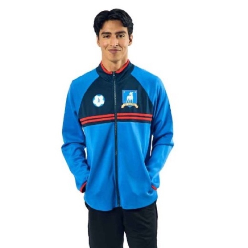 NWT Ted Lasso Cosplay Zip-Up Soccer Jacket Blue Zip-Up Jacket Men’s size XL